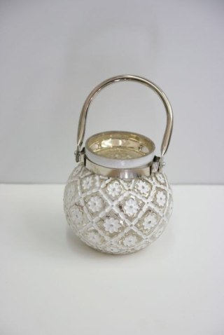 Szklany lampion w kwiatki z uchwytem 10 × 10 × 10 cm