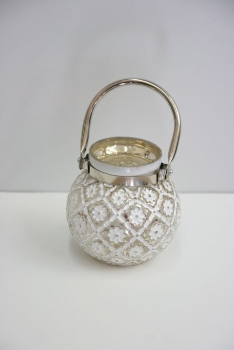 Szklany lampion w kwiatki z uchwytem 10 × 10 × 10 cm