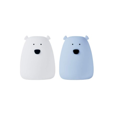 Rabbit & Friends Mini Miś – zestaw 2 lampek nocnych, biały i arktyczny błękit