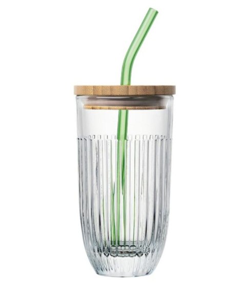 Ouessant Szklanka ze Szklaną Słomką i Pokrywką 400 ml
