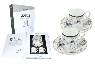 CARMANI Leonardo da Vinci – Człowiek witruwiański, 2 filiżanki espresso ze spodkami, 100 ml