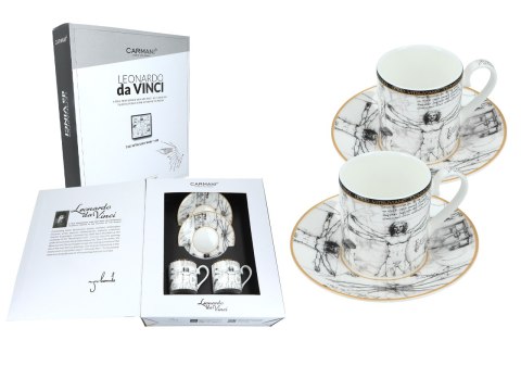 CARMANI Leonardo da Vinci – Człowiek witruwiański, 2 filiżanki espresso ze spodkami, 100 ml