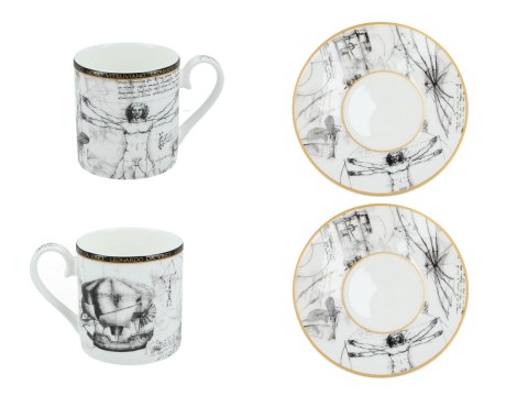CARMANI Leonardo da Vinci – Człowiek witruwiański, 2 filiżanki espresso ze spodkami, 100 ml