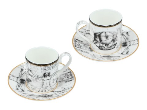 CARMANI Leonardo da Vinci – Człowiek witruwiański, 2 filiżanki espresso ze spodkami, 100 ml
