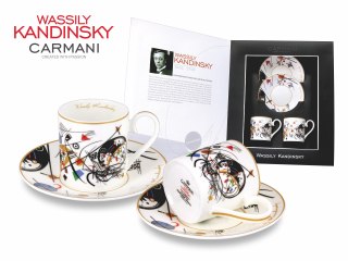 CARMANI Kandinsky Transverse Line — 2 filiżanki espresso ze spodkami, 100 ml