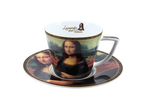 CARMANI Da Vinci – Mona Lisa i Dama z łasiczką – filiżanka ze spodkiem i kubek, 230/400 ml
