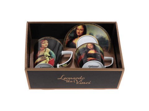 CARMANI Da Vinci – Mona Lisa i Dama z łasiczką – filiżanka ze spodkiem i kubek, 230/400 ml