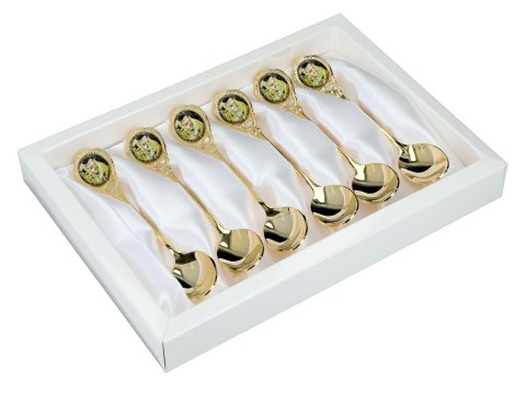 CARMANI Klimt Pocałunek — komplet 6 łyżeczek, powłoka 24K złota
