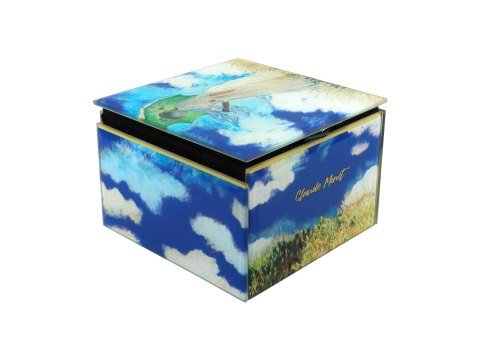 CARMANI Monet Kobieta z parasolem — szkatułka szklana 10 × 10 × 7 cm
