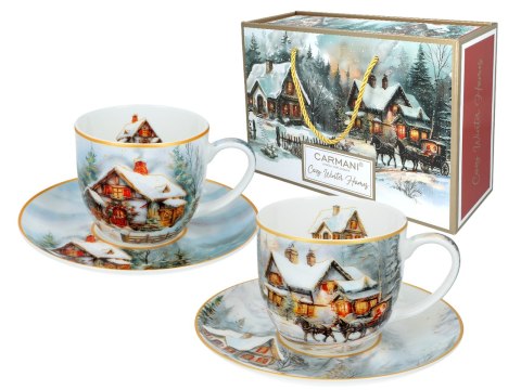 CARMANI Zimowa idylla — 2 filiżanki ze spodkami, 250 ml