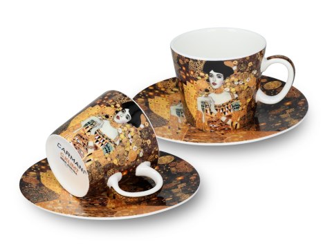 CARMANI Klimt Adela — 2 porcelanowe filiżanki espresso ze spodkami, 100 ml