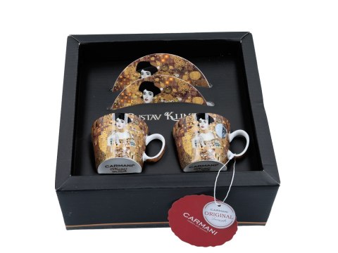 CARMANI Klimt Adela — 2 porcelanowe filiżanki espresso ze spodkami, 100 ml