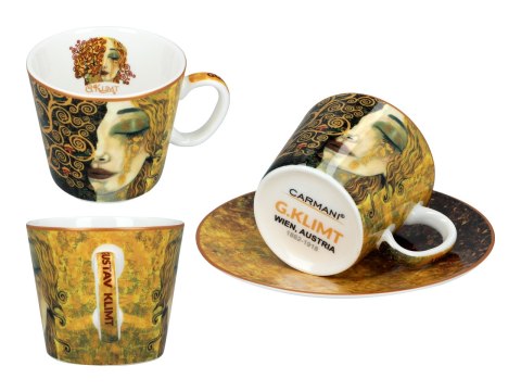 CARMANI Złote łzy – 2 filiżanki espresso ze spodkami, 100 ml