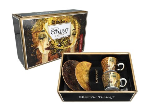 CARMANI Złote łzy – 2 filiżanki espresso ze spodkami, 100 ml