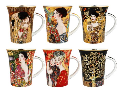 CARMANI Klimt — komplet 6 kubków 350 ml w okrągłym pudełku