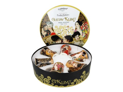 CARMANI Klimt — komplet 6 kubków 350 ml w okrągłym pudełku