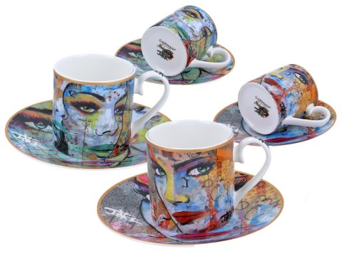 CARMANI Loui Jover — 2 porcelanowe filiżanki espresso ze spodkami, 100 ml