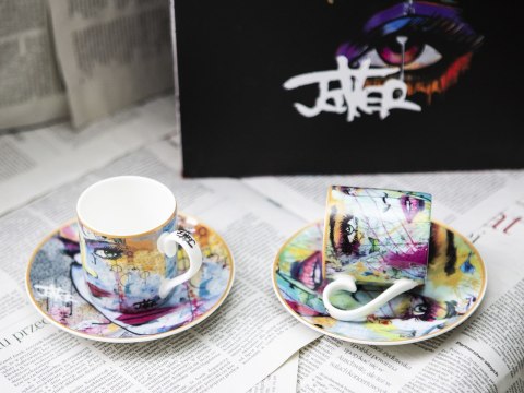 CARMANI Loui Jover — 2 porcelanowe filiżanki espresso ze spodkami, 100 ml