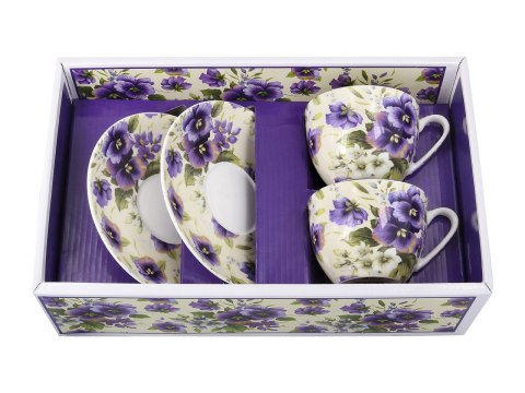 CARMANI Bratki – komplet 2 filiżanek ze spodkami, 260 ml