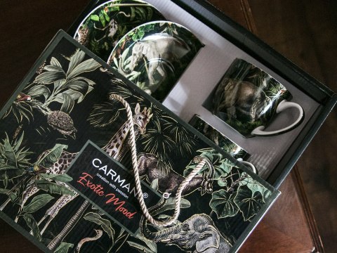 CARMANI Exotic Mood — komplet 2 filiżanek ze spodkami 220 ml, wzór 7105