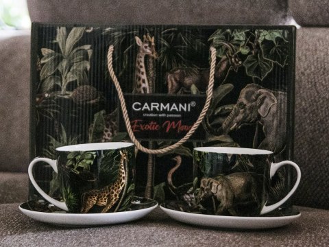 CARMANI Exotic Mood — komplet 2 filiżanek ze spodkami 220 ml, wzór 7105