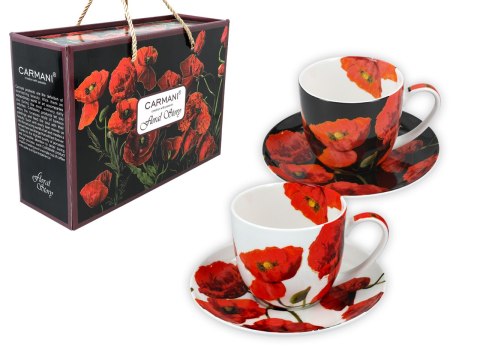 CARMANI Floral Story — komplet 2 filiżanek ze spodkami 220 ml
