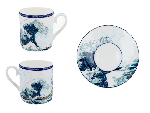 CARMANI Hokusai Wielka fala — filiżanka porcelanowa ze spodkiem 250 ml