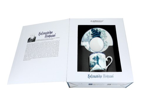 CARMANI Hokusai Wielka fala — filiżanka porcelanowa ze spodkiem 250 ml
