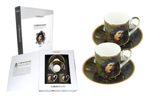 CARMANI Caravaggio Głowa Meduzy — 2 filiżanki espresso ze spodkami, 100 ml