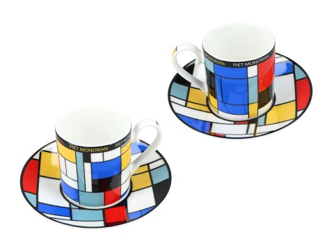 CARMANI Mondrian – Composition A, 2 filiżanki espresso ze spodkami, 100 ml