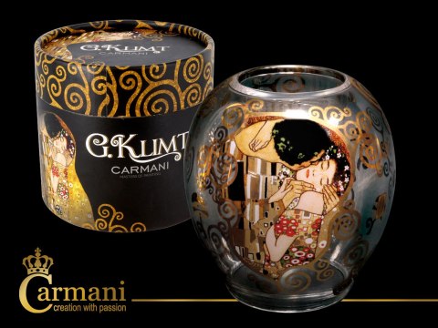 CARMANI Klimt Pocałunek — świecznik szklany 10 cm