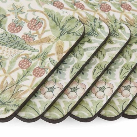 Morris & Co. Ptak w Truskawkach, Podkładki — komplet Małe - 6 szt.