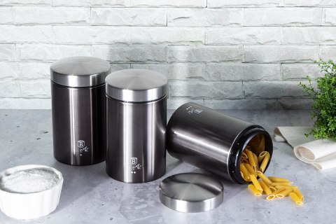 Berlinger Haus BH-6732 CARBON PRO — chlebak z 3 pojemnikami kuchennymi