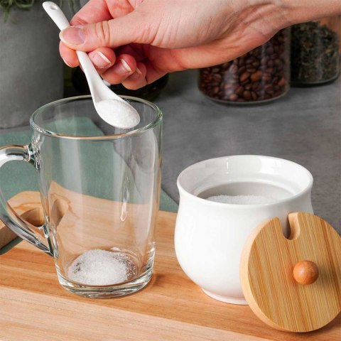 Cukiernica ceramiczna 250 ml z łyżeczką - biała 139684