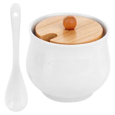 Cukiernica ceramiczna 250 ml z łyżeczką - biała 139684