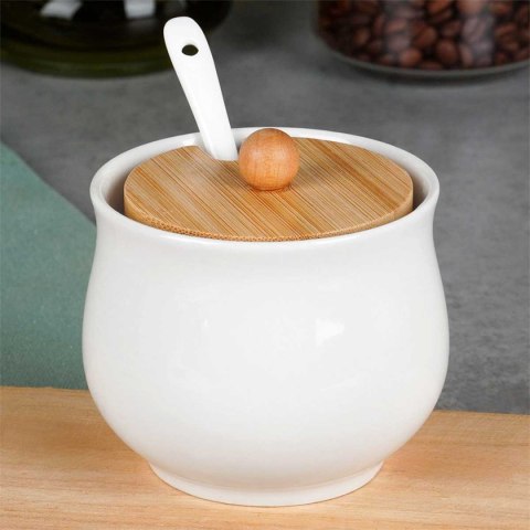 Cukiernica ceramiczna 250 ml z łyżeczką - biała 139684