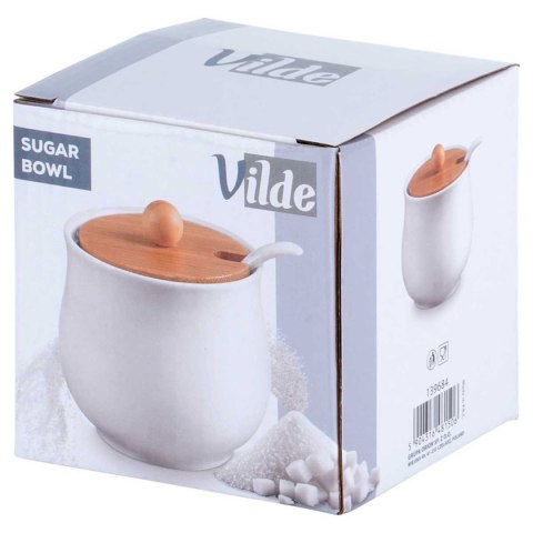 Cukiernica ceramiczna 250 ml z łyżeczką - biała 139684