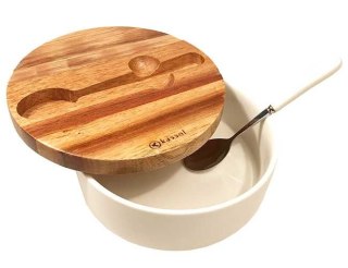 Kassel 93557 - komplet cukiernica porcelanowa z pokrywką i łyżeczką