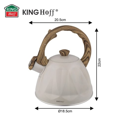 KINGHOFF KH-1998 - czajnik z gwizdkiem 2 l, kremowy