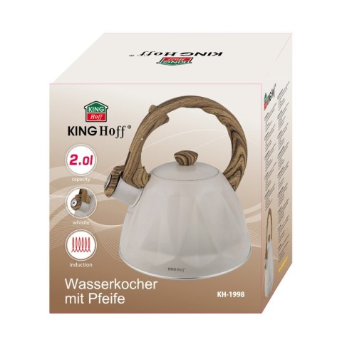 KINGHOFF KH-1998 - czajnik z gwizdkiem 2 l, kremowy