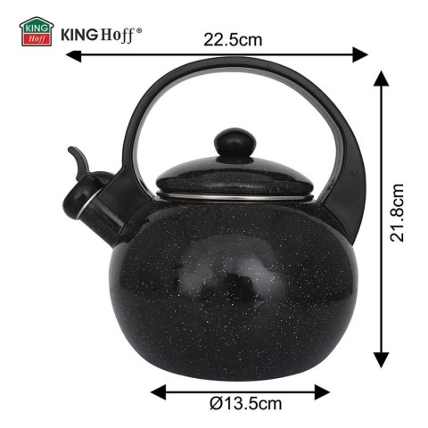 KINGHOFF KH-2039 - czajnik emaliowany z gwizdkiem 2 l, czarny