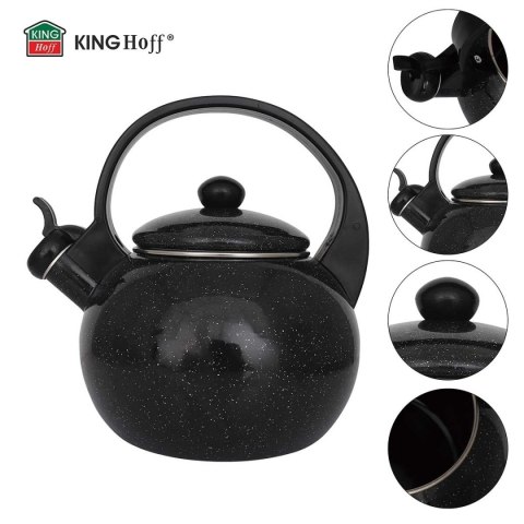 KINGHOFF KH-2039 - czajnik emaliowany z gwizdkiem 2 l, czarny