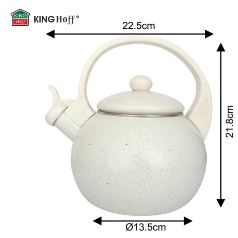 KINGHOFF KH-2040 - czajnik emaliowany z gwizdkiem 2 l, kremowy