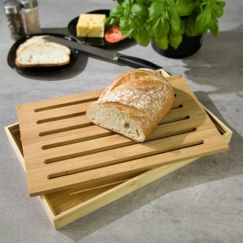 KINGHOFF KH-1217 — bambusowa deska do pieczywa z tacą na okruszki