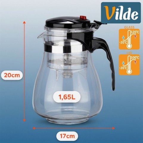 Vilde 259418 - dzbanek szklany z zaparzaczem spustowym, 1,65 l