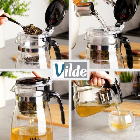 Vilde 259418 - dzbanek szklany z zaparzaczem spustowym, 1,65 l
