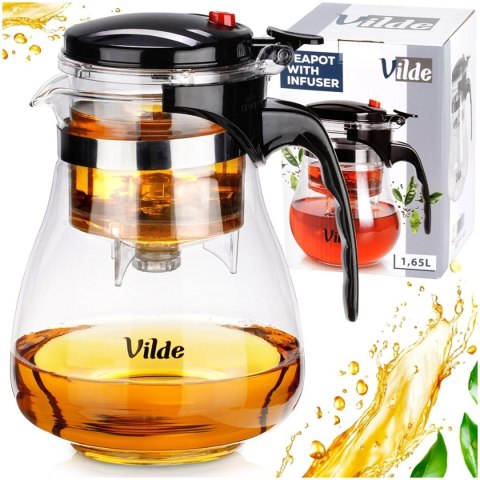 Vilde 259418 - dzbanek szklany z zaparzaczem spustowym, 1,65 l