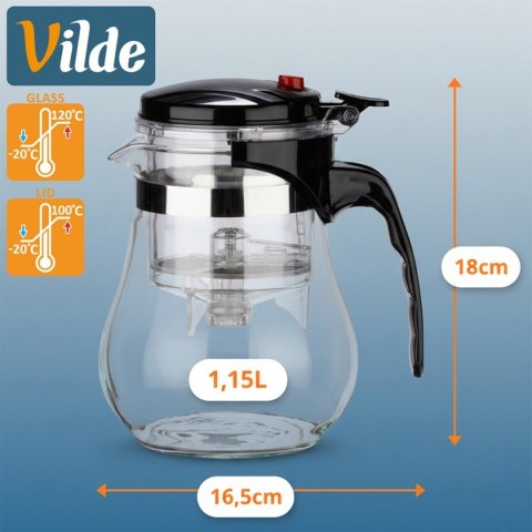 VILDE 259417 - szklany dzbanek z zaparzaczem spustowym, 1150 ml