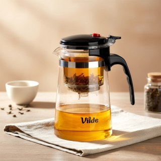 VILDE 259415 - szklany dzbanek z zaparzaczem spustowym, 680 ml