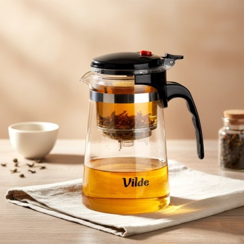 VILDE 259415 - szklany dzbanek z zaparzaczem spustowym, 680 ml